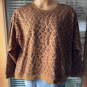 Time and Tru: Leopard Print Crew Sweatshirt, Size XL